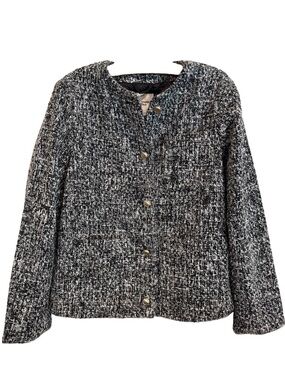 Abercrombie & Fitch Black and White Tweed Button Jacket
